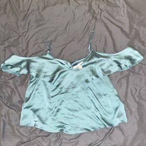 Satin Blue Crop Top